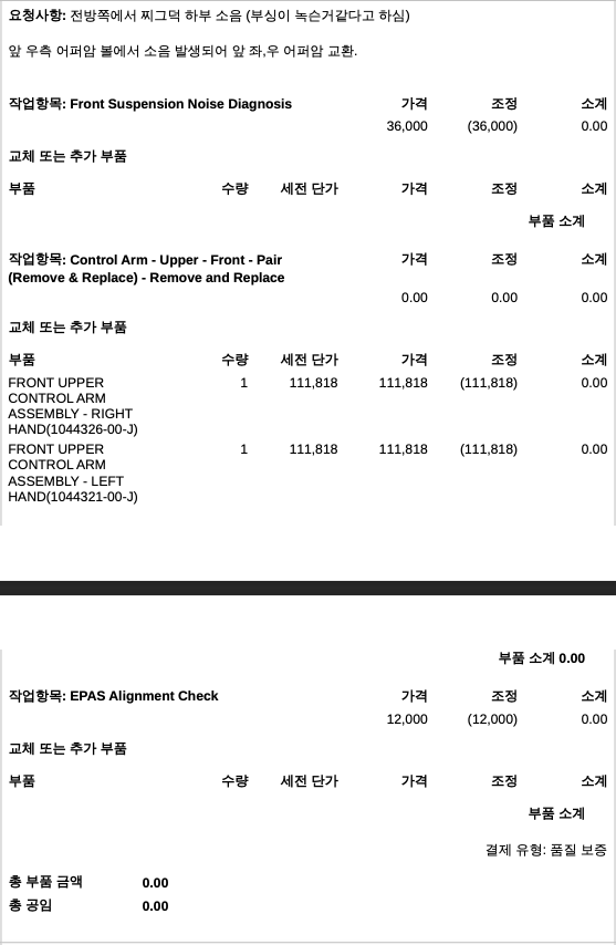 수리 완료 후 충전 서비스 차량 수리 완료 후 충전 중인 모습