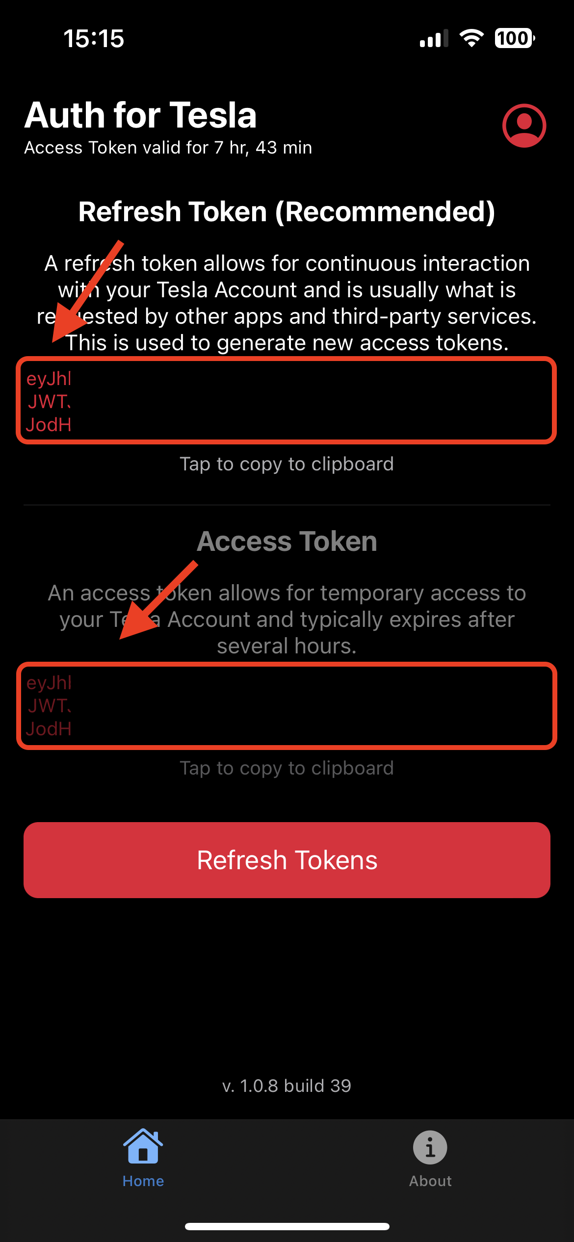 API 토큰 입력